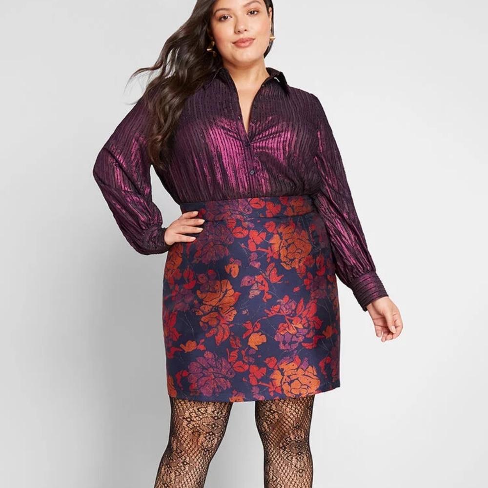 ModCloth Purple Navy Floral Mini Skirt
